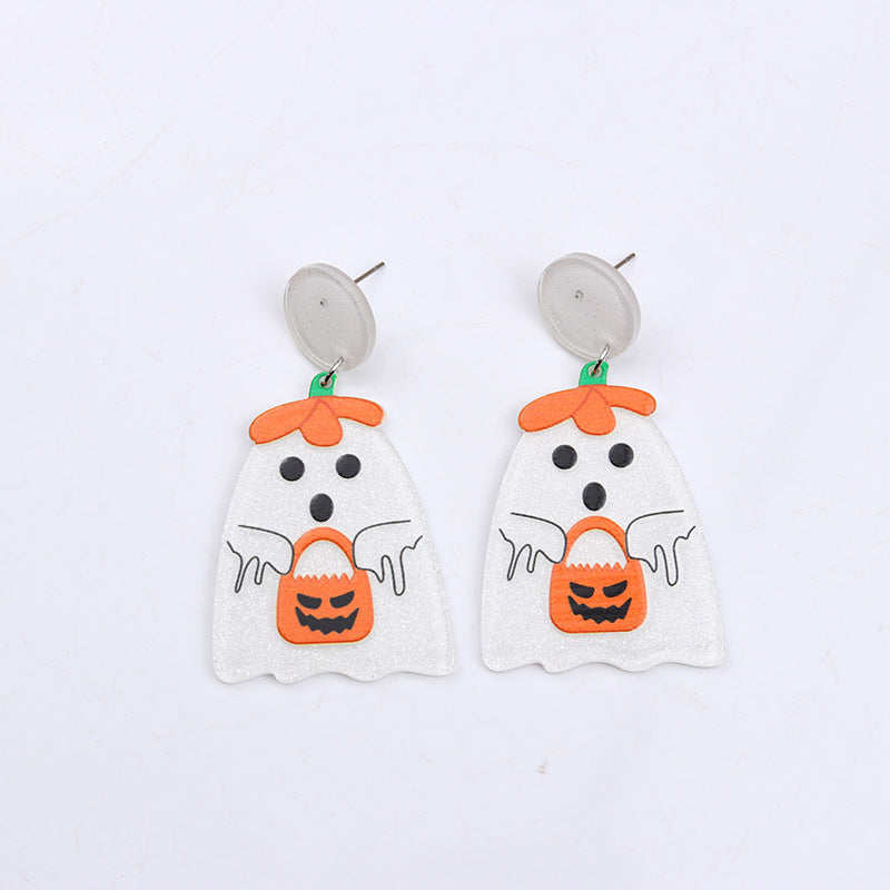 Wholesale Pumpkin Skeleton Flowers Acrylic Earrings